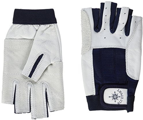 BluePort Erwachsene (Unisex) Segelhandschuhe aus Leder-5 Finger frei S, weiß, S