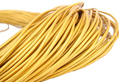 esnado Lederschnur Rund 2 mm Gold (10 Meter, Gold)