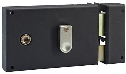 Vachette Serrure en applique horizontale à fouillot Droite, Porte d'Entrée, Porte intérieure - 67486/SC D - Sûreté à gorge, Axe à 55 mm, Utilisation avec poignée carré de 6 mm, 2 Clés fournies, Marron