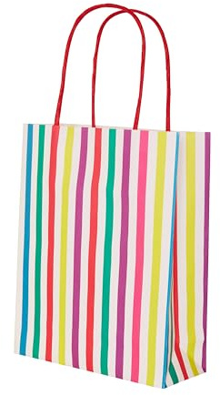 Talking Tables 8 x Stripy Paper Party Bags with Handles, Rainbow Coloured Gift Bags for Kids Birthday, Baby Shower, Sweet Cones & Favours
