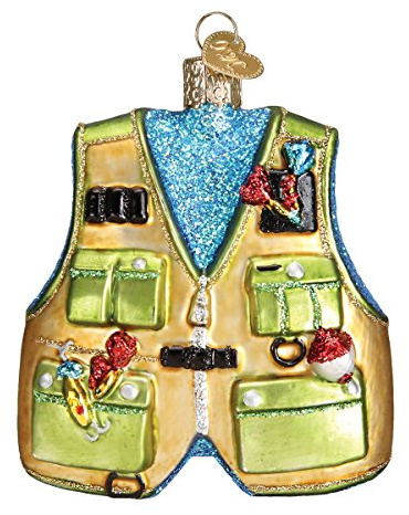 Old World Christmas Ornaments: Fishing Vest Glass Blown Ornaments for Christmas Tree (44091)