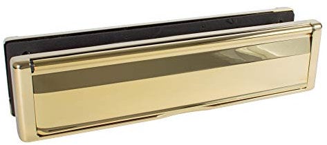 Avocet Affinity 12 Polished Gold Letterplate Premium Heavy Duty Sprung Letter Box UPVC Wood Door