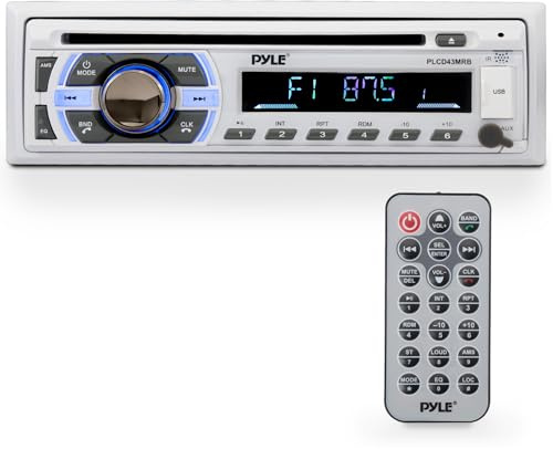 Pyle Récepteur stéréo Bluetooth marin [système radio AM/FM numérique] Streaming de musique sans fil | Répondre aux appels mains libres | Lecteur CD | MP3/USB/SD/AUX | Single DIN (PLCD43MRB)