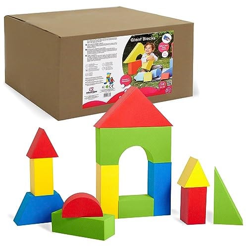 Edushape - Blocchi leggeri in schiuma e set di costruzione, 16 pezzi, dimensione: gigante, colore: Multicolore