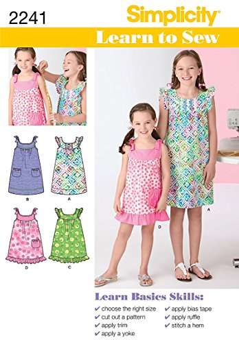 Simplicity 2241Learn to Sew Child's & Girl's Dresses, Paper, White, K5 (7-8-10-12-14)