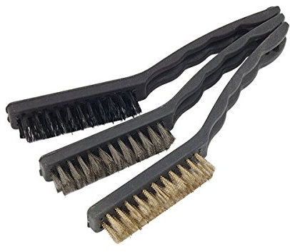 Hand Wire Brush Set 3pc Large (Toothbrush Type) Plastic Handle