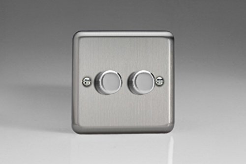 Varilight JSP252 V-Pro 2-Gang 2-Way Push-On/Off Rotary LED Dimmer 2 x 0-120W (1-10 LEDs)