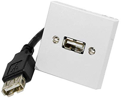 CONECTICPLUS Prise Murale USB 2.0 - 45x45 - Câble USB 10cm - Compatible avec Smartphone, Tablette, Ordinateur