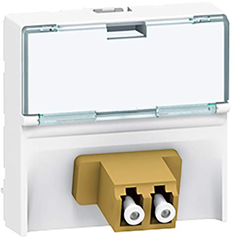 Legrand 078618 2xLC Mosaic Traversée Prise Fibre Optique, 2 Modules à Porte-Repère Transparent et Connexion Push-Pull, Blanc
