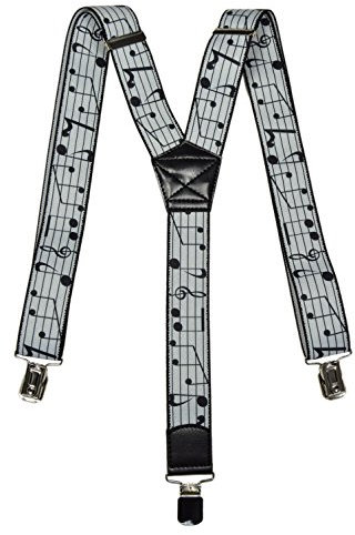 Olata Y-Hosenträger Unisex mit Musik-Mustern – 3,5 cm. Noten