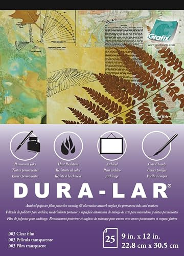 Grafix Dura-Lar Película de 0.000 Pulgadas, Ultra Transparente, Hoja Brillante de 9 x 12 Pulgadas, Alternativa de Mylar/Acetato para Plantillas en Blanco, protección, Transparencias, Ventanas, Artes,
