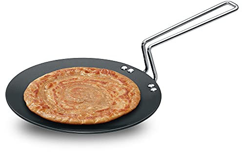 Futura Hard Anodised Concave Tava Griddle, 8-Inch, 4.06mm with Steel Handle