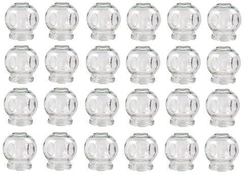 Schröpfen Set aus Glas (Feuerschröpfen) Schropfglas Schröpfgläser, Vakuum Massage für Muskelentspannung und Schmerzlinderung, Therapie Entgiftung Alternative Medizin, Cupping Banki (24 Stück, 6 cm)
