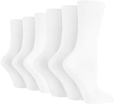 6 Pairs of Sock Shop Everyday Gentle Grip Socks Ladies 4-8 See Multi Variations and Designs (6 x RG67 White)