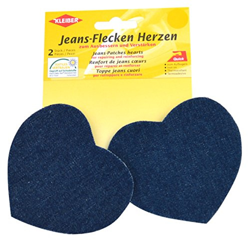 Kleiber Herzförmige Jeans-Flicken zum Aufbügeln, dunkelblau