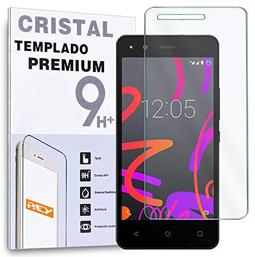 REY Protector de Pantalla para BQ AQUARIS M5, Cristal Vidrio Templado Premium