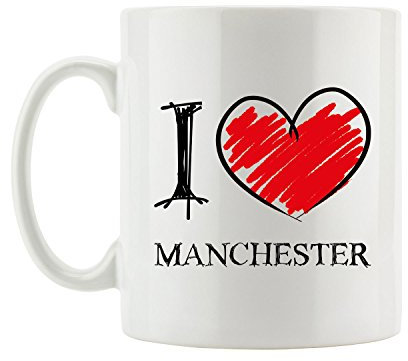 Pixxprint I love Manchester Fun Tasse, ca. 300ml Fassungsvermögen, Keramik Weiß, Spülmaschinenfest