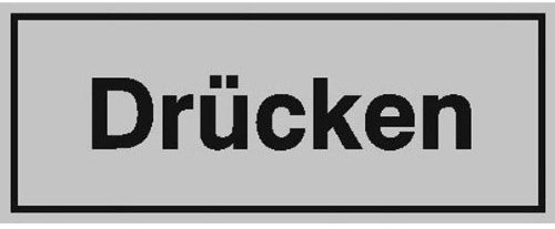 Betriebsausstattung24 Türschild Drücken - 10,0 x 4,0 cm - Aluminiumfolie, selbstklebend - silber schwarz - Text Schild