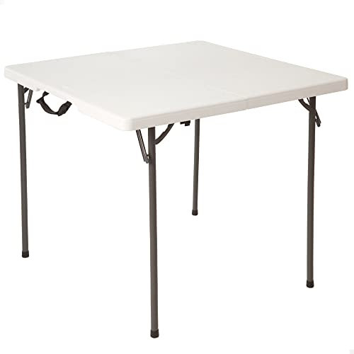 LIFETIME 92103 Mesa Plegable portátil Cuadrada Mesa Plegable Camping, 86x86x73,5cm Peso 8Kg, Duradera, Resistente y Ligera Capacidad 4 Personas Incorpora asa para fácil Transporte
