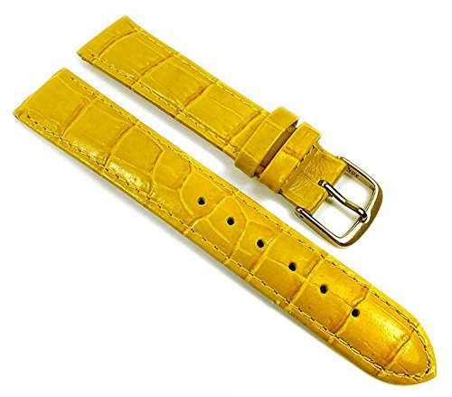 Herzog Louisiana Print XL Uhrenarmband Leder Gelb 21907G, Anstoß:20 mm