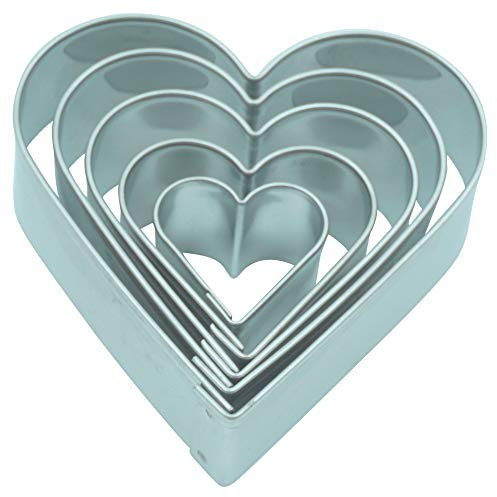 Lot de 5 emporte-pièces en acier inoxydable en forme de cœur 2 à 5,4 cm