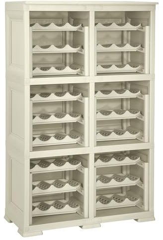 Tontarelli 6 Estantería de Almacenamiento Modular con Estante para 72 Botellas, Polipropileno, Gris Angora, 79x42.5x125 cm