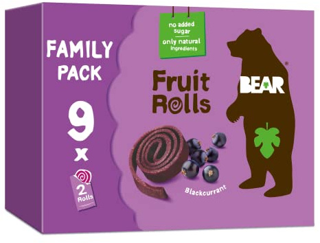 BEAR Blackcurrant Yoyos - Dried Fruit Rolls - Healthy - Vegan - 20g (9 packs)