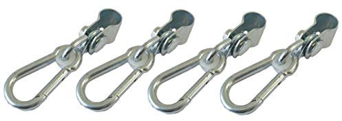 Gartenwelt Riegelsberger Schaukelhaken mit Karabiner für Rundstange Manschettenhaken für Türreck Ø 2,5 cm 4 Stück