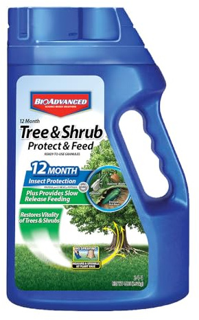 BioAdvanced 12 Month Tree and Shrub Protect and Feed, Granules, 4 lb, Insect Killer, Tree Fertilizer & Plant Food