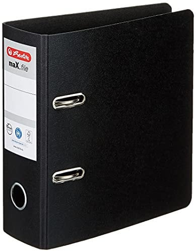 Herlitz 5175807 Ordner maX.file A5 hoch, 7,5 cm mit selbstklebendem Rückenschild, Hartpappe