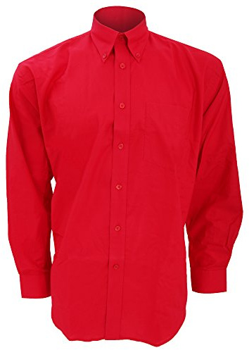 Kustom Kit Mens Workwear Oxford Long Sleeve Shirt (15.5inch) (Red)
