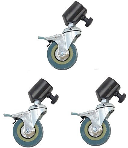 DynaSun Kit Professionnel 3X Roues SA75A avec Système de freinage pour Support Stand Trépied Studio Photo Vidéo jusqu'à 25mm