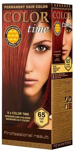 Color Time Tinte Permanente en Gel Color Rojo fuego 65| Enriquecido con Jalea Real y Vitamina C | Coloracion Permanente para el Cabello I 100 ML
