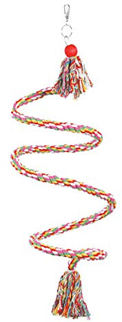 HAPPYPET The Bird House Spiral Rope Perch for Birds Multicoloured Fun Interactive Hanging Stable Swinging Exercise Playing Cage Accessory Toy 70cm