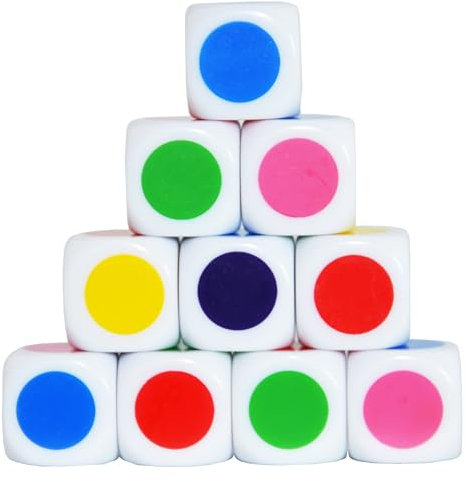 SmartDealsPro D6 sechsseitige 16 mm transparente Würfel für DND, MTG, RPG, Tenzi, Yahtze, Bunco, Tisch-Boradspiele, Mathematikunterricht (Farbe 7), 10 Stück