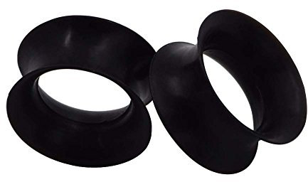 Longbeauty 2 Pcs Extra Soft Silikon Ohr Tunnel Plug Piercing Schmuck schwarz 20mm