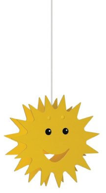 Massive Kinderzimmer-Holzpendelleuchte Smile, gelb, 60W gelb 37,3 x 38,0 x 11,0 cm