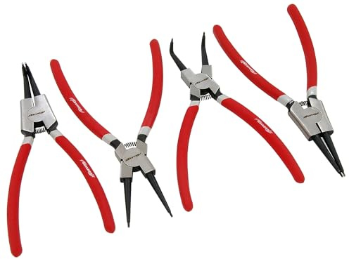 Neilsen CT0981 4pc Circlip and Snap Ring Pliers Set - Size210mm 225mm, Straight and 90 Degree Tips | Ideal for Internal and External Circlip Removal and Installation