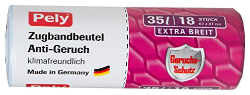 pely Zugbandbeutel Anti-Geruch, klimafreundlich, 35 Liter, Extra Breit, 61 X 61cm, 18 Stück