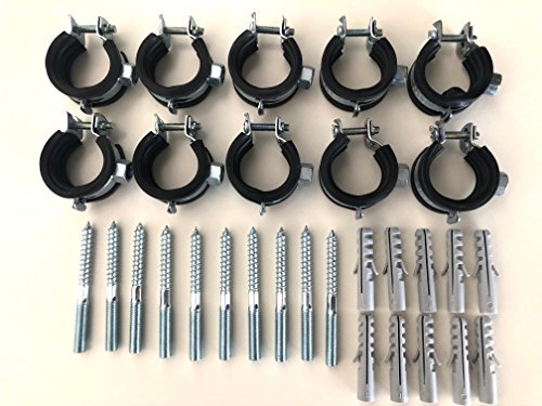 Sparset ---- 10 Stück Schraubrohrschelle 20-23 mm 1/2 mit Stockschraube 8x80 und Dübel 50x10