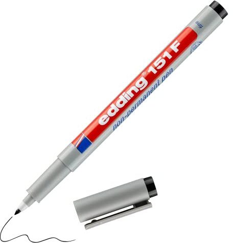 edding 151 F stylo non-permanent - noir - 1 stylo - plume ronde,6 mm - stylo pour écrire sur le verre, le plastique, les films et les surfaces lisses - séchage rapide, peut être corrigé à l'eau