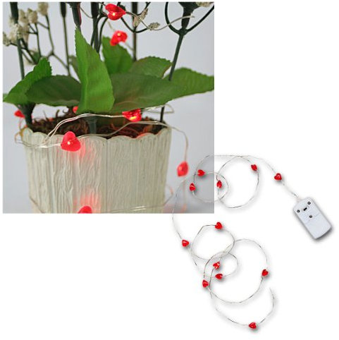 LED Batterie-LichterketteString 12 rote Herzen