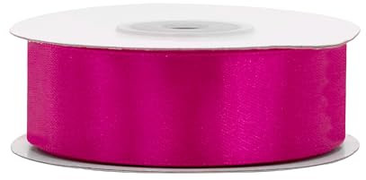 Satinband 25mm x 25m Rolle - FARBAUSWAHL in 3/6/12/18/25/38/50/75/100mm - farbecht & waschbar - Schleifenband für Hochzeit - Geschenkband zum Verpacken Dekorieren Basteln - Fuchsia 183D