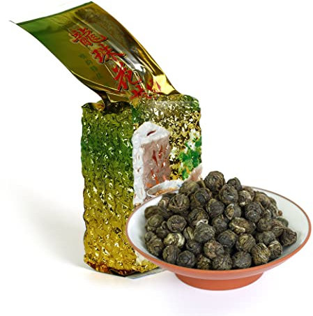 GOARTEA 2Pcs 250g / Total 17.6oz Premium Grade Jasmine Pearls Tea Jasmine Tea Loose Leaf Jasmine Green Tea Chinese Jasmine Dragon Pearl Tea