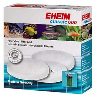Eheim Filter Pad (White) for Classic External Filter 600 (3 Pieces), 3.00 x 7.00 x 7.00 inches