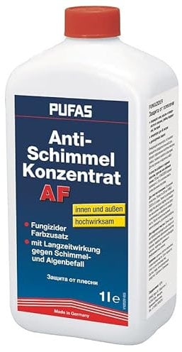 Pufas Fungizid Anti Schimmel Farbzusatz gegen Schimmel- Algen- Moosbefall (auch Kleisterzusatz Kleberzusatz) 1 Liter