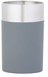 axentia Zahnputzbecher Lena, dekorative Badausstattung, runder Zahnbürstenhalter, Stiftebehälter für Büro und Arbeitsplatz, Badaccessoires aus Edelstahl, gummierter Kunststoff, ca. 6,8 x 6,8 x 11,2 cm, anthrazit