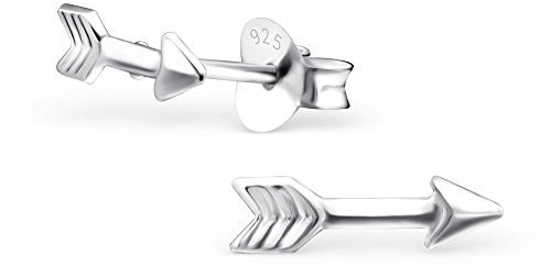 Bungsa .925 Sterling Silver PFEIL Ohrstecker für Damen & Herren (Ohrringe Echtschmuck Studs Ohrschmuck Damen Frauen Herren)