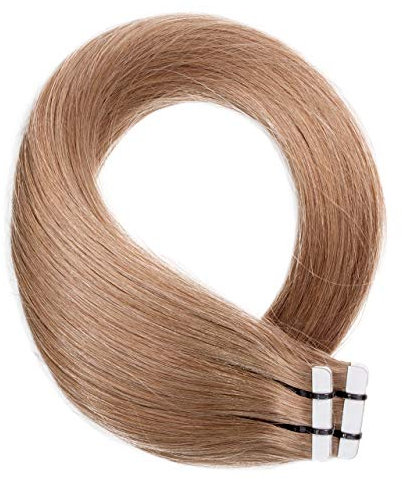 hair2heart Premium Tape Extensions Echthaar glatt - 40 Tapes 2.5g 50cm 8/01 hellblond natur-asch