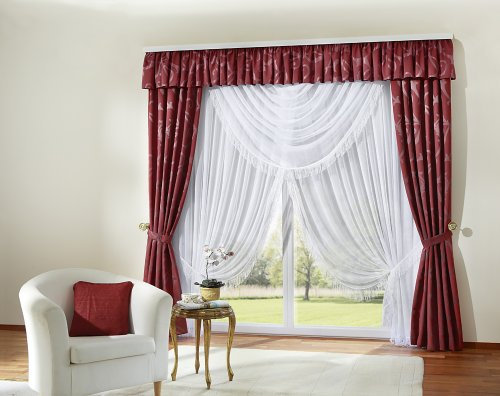 Georg Chr. Wirth Marquisette Raffgardine Carmen mit Fransenabschluss, 2-TLG. 2 Gardinenschals, 2 Raffhalter, weiß, 245X300